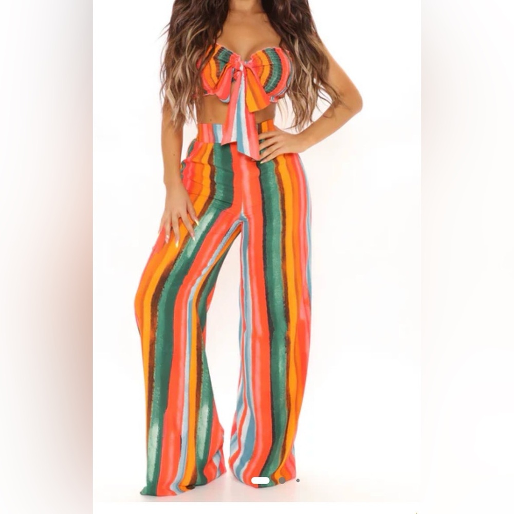 Fashion Nova Multicolor Striped Wide Leg Jumpsuit